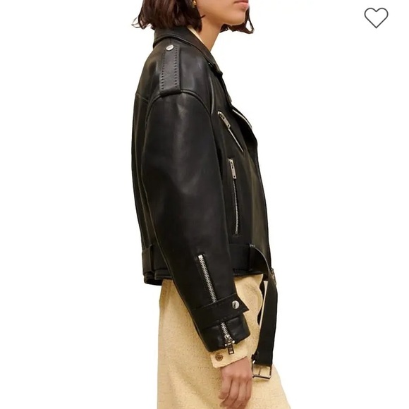 NWT Maje black leather biker jacket size 36 - Picture 2 of 9